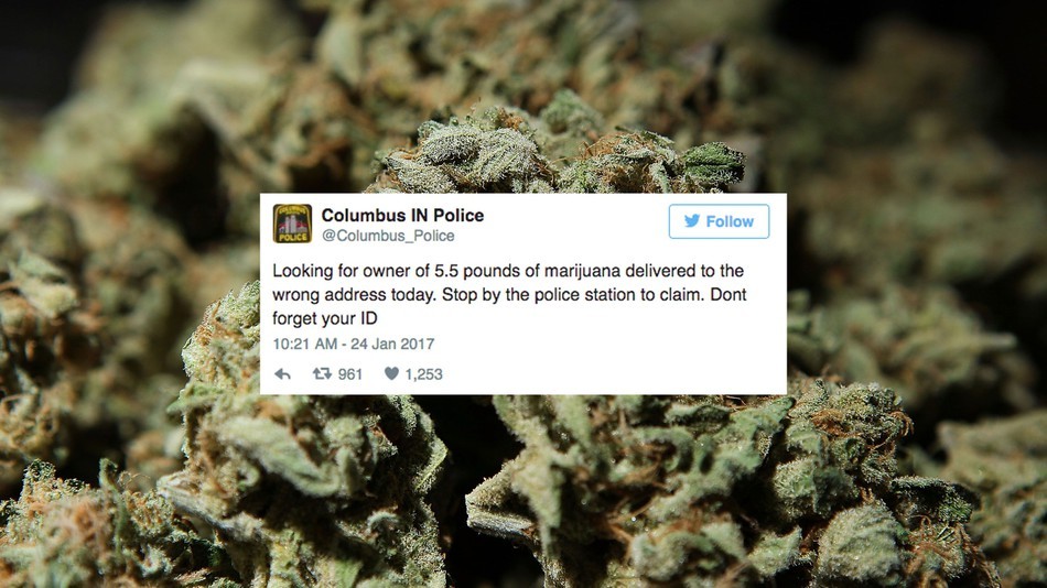 Columbus Police Send a Crafty Tweet to Owner of 5.5 Pounds of Weed