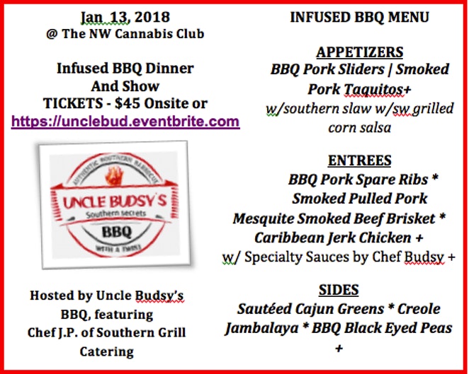 Infused BBQ Dinner Event, Jan. 13 at the NW Cannabis Club