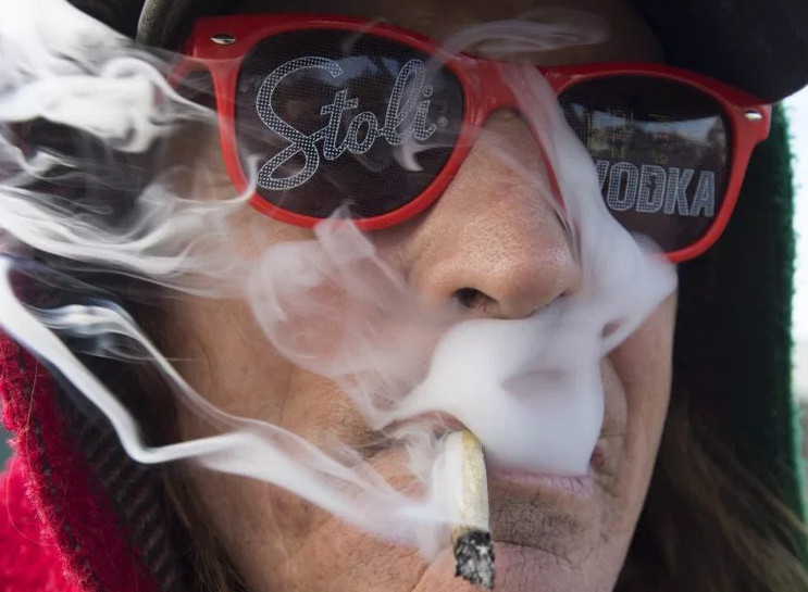 A man smokes cannabis in Kamloops