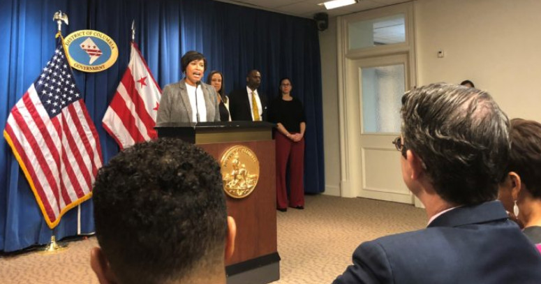 Mayor Muriel Bowser announces at a press conference